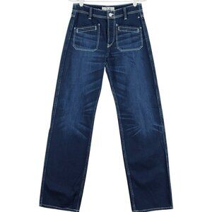 NWOT FREE PEOPLE We The Free Women's Blue Denim Jeans 24 Wide Leg Patch Pockets